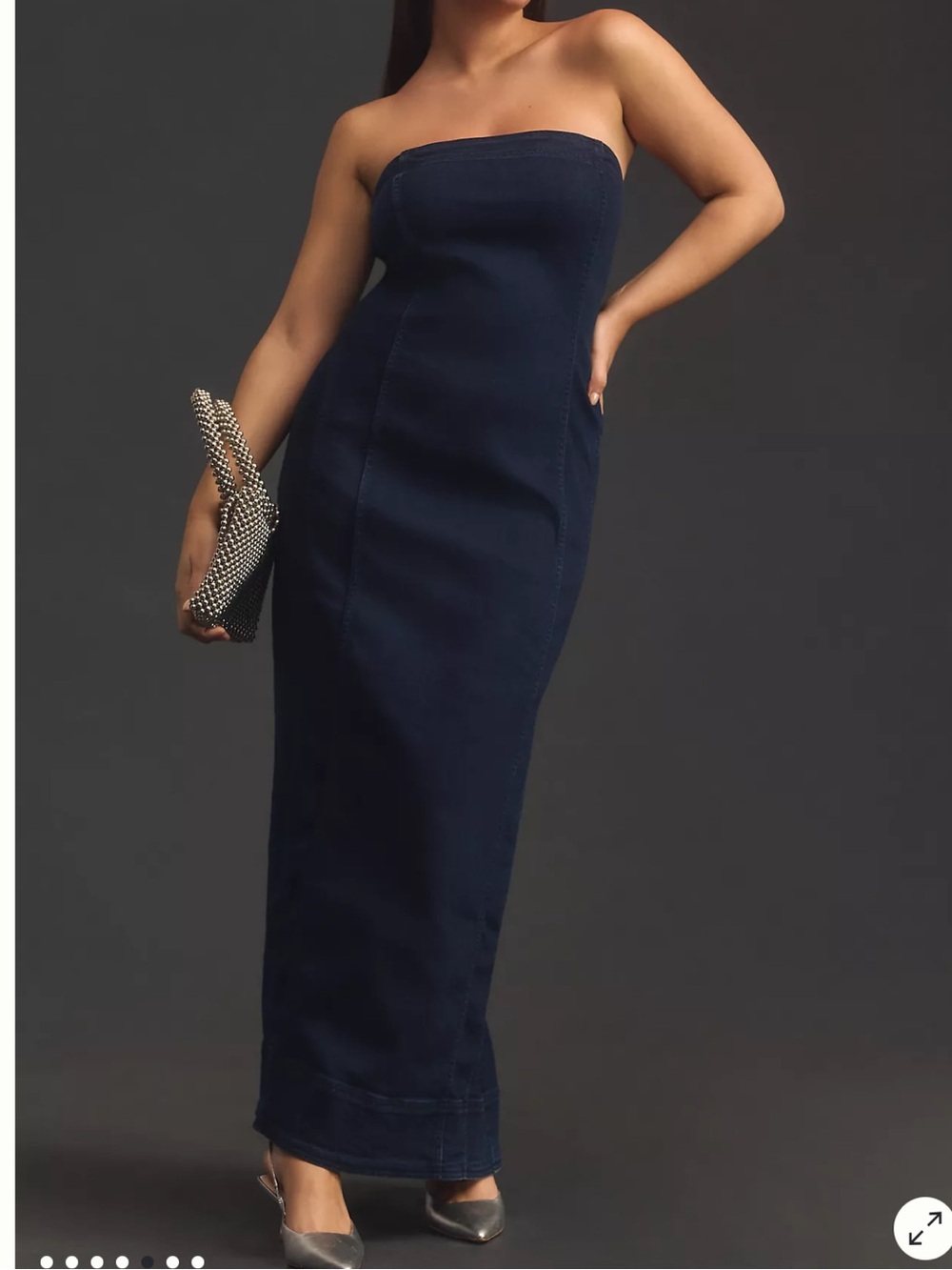 Pilcro Strapless Navy Tube Dress with Paneled Seams